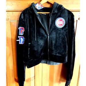 DETROIT PISTONS Pro Standard Classic Velour Full-Zip Hoodie Large NWT $80 NBA